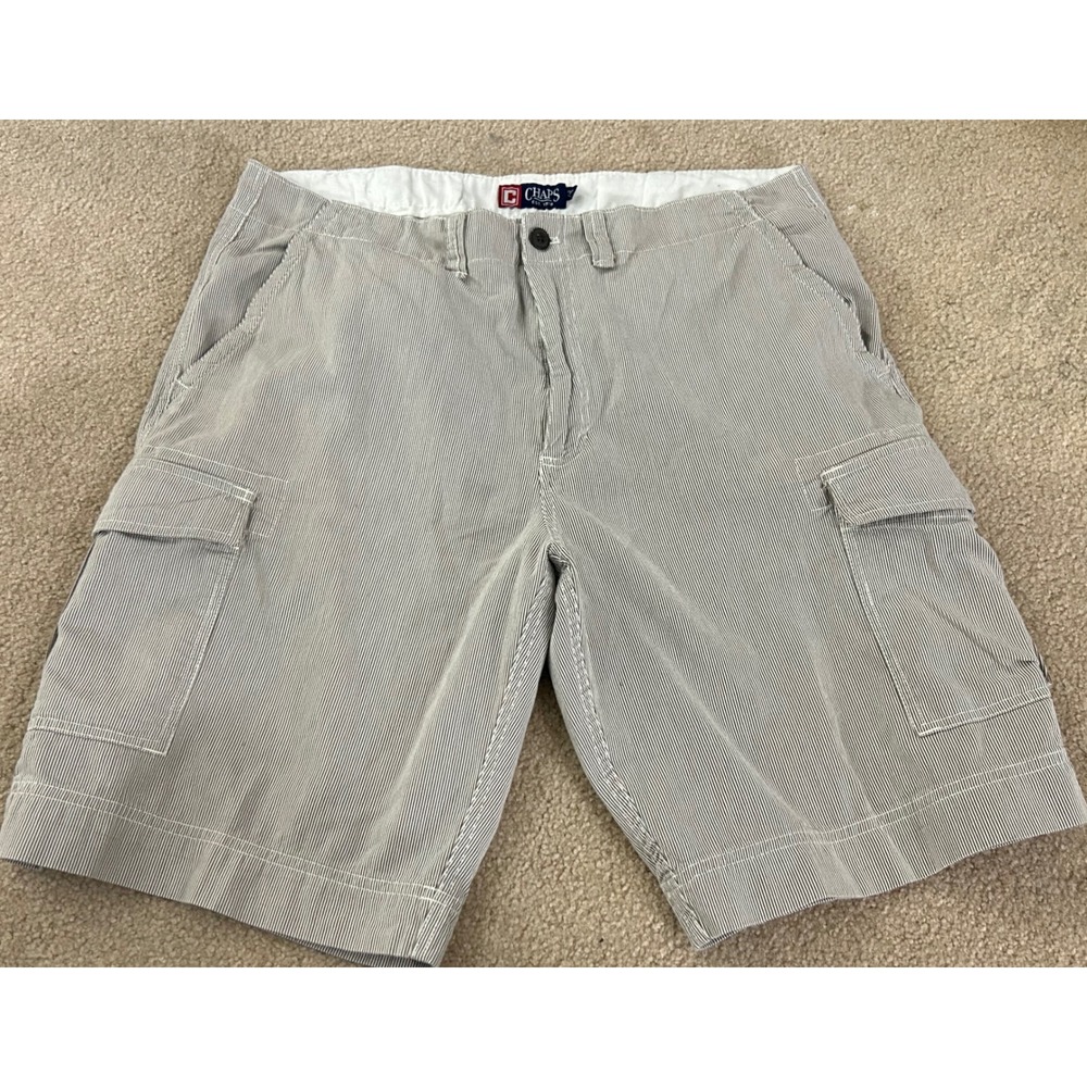 Chaps Mens Cargo Shorts‎ Size 38 Striped Cotton Casual Outdoor Utility Pants